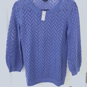NWT Talbots Cotton/Linen Blue Sweater Size S